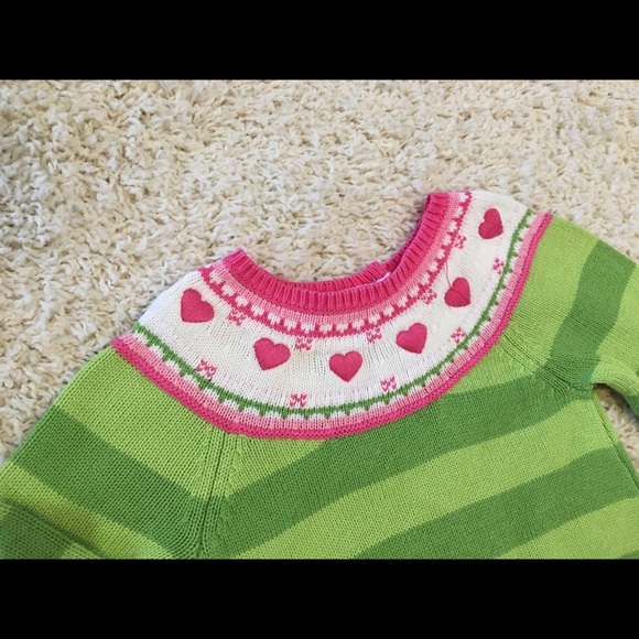 Gymboree Pink & Lime Heart Sweater Dress Sz 4T - Picture 2 of 5